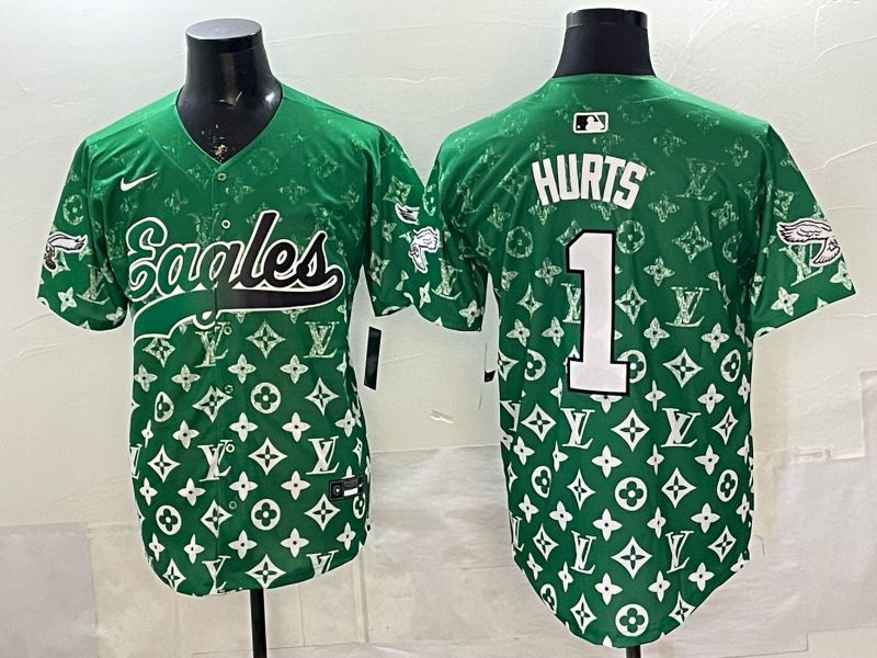 Men 2026 Philadelphia Eagles #1 Hurts Green Nike Limited NFL Jersey style 0001